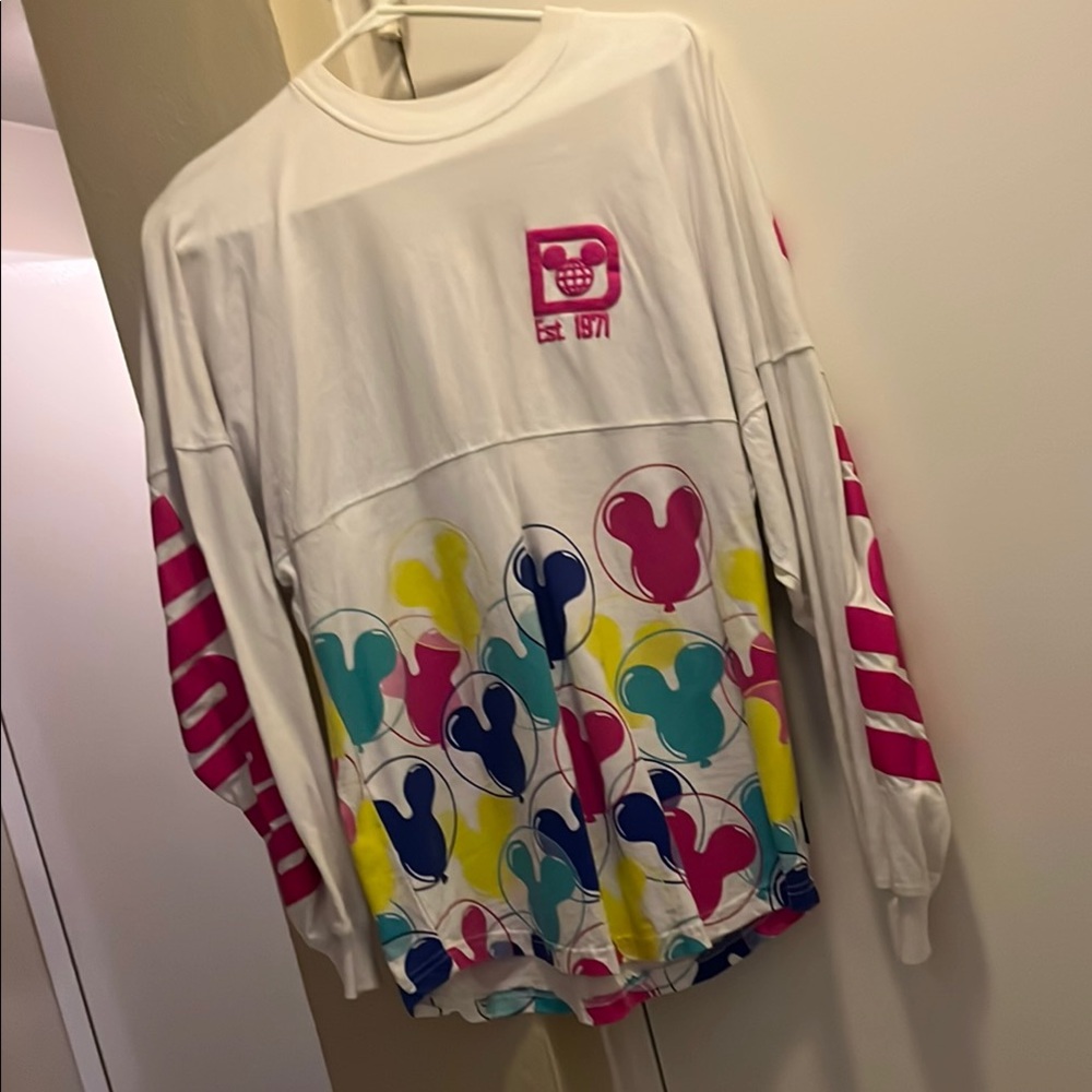 Disney White Long Sleeve Shirt Sweater with Colorful Mickey Mouse Design
